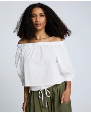 Kenneth Cole Cropped Off-the-shoulder Top - White