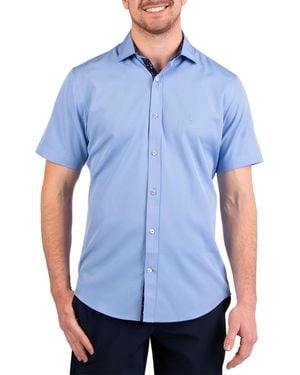 Tailorbyrd Solid Performance Short Sleeve Shirt - Blue