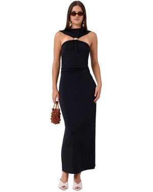 Rachel Roy Pricilla Midi Halter Abstract-print Shoulder-cutout Dress - Black