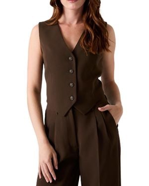 Guess Theoline Perfect Tailored V-neck Button-up Vest - Brown