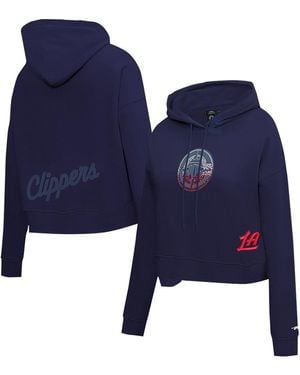 Pro Standard La Clippers Jewels Cropped Pullover Hoodie - Blue