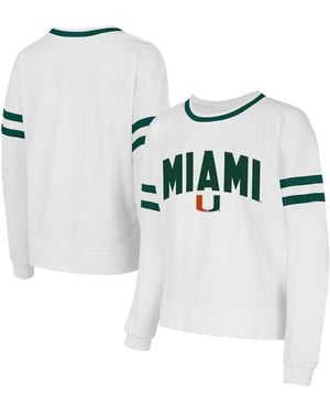 Concepts Sport Concept Sport Miami Hurricanes Borough French Terry Arch Over Long Sleeve Top - White