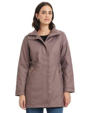 Jones New York Hooded Softshell Coat - Brown
