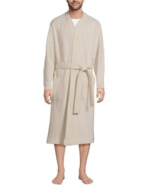 Lands' End Serious Sweats Calf Length Robe - Natural
