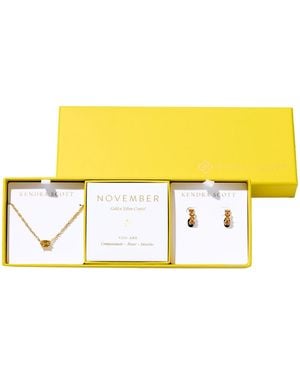 Kendra Scott 2-piece Cubic Zirconia Cailin Pendant Necklace And huggie Earrings Gift Set - Yellow