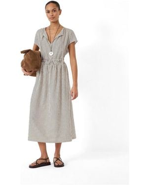 Hush Nika Smocked Waistband Cotton Midi Dress - White