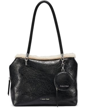 Calvin Klein Waverly Mini Sherpa Tote - Black