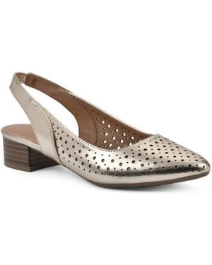 White Mountain Boronic Block Heel Slingbacks - Metallic