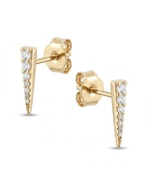 Spero London Long Pave dagger Stud Earrings - Metallic