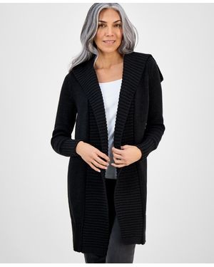 Style & Co. Hooded Open-front Cardigan - Black