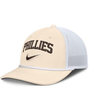Nike Natural/white Philadelphia Phillies Rise Dri-fit Trucker Adjustable Hat