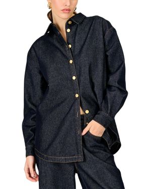 Line & Dot Roxie Collared Oversized Shirt - Blue