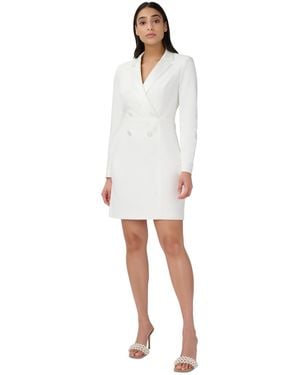 Adrianna Papell Tuxedo Cocktail Sheath Dress - White