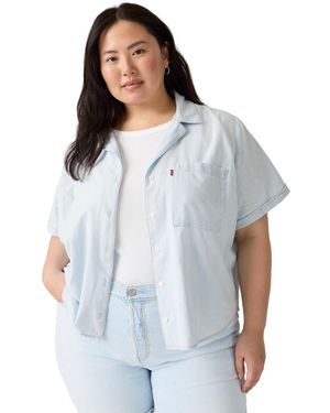 Levi's Plus Size Bennie Button-up Camp Cotton Shirt - Blue