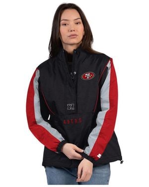 Starter Black/scarlet San Francisco 49ers Thursday Night Gridiron Half-zip Jacket - Red