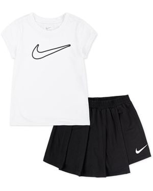 Nike Girls' 2t-4t All Day Play T-shirt And Skort - White