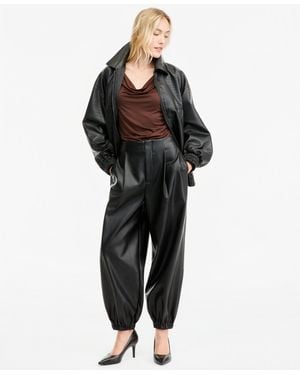 BarIII High-rise Pleated Faux Leather Pants - Black