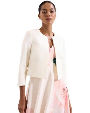 Phase Eight Tailored Cropped Round Neck Jacket - Natural