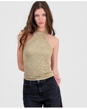 Guess Sleeveless Pointelle Stitch Serina Lurex Sweater - Black