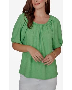 Ruby Rd. Petite Textured Convertible Knit Top - Green