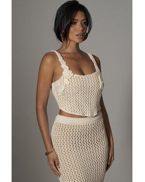 JLUXLABEL Beachside Crochet Bustier - Brown