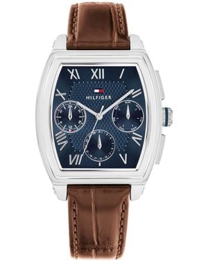 Tommy Hilfiger Multifunction Leather Strap Watch - Blue