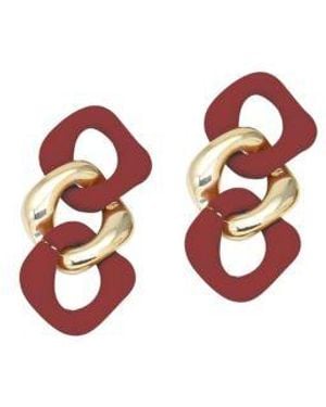 SOH Chainlink Drop Earrings - Red