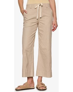 Sanctuary Cropped Lily Stripe Wide-leg Cotton Pants - Natural