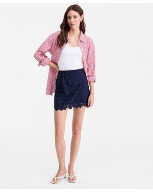 On 34th Beaded Lace Mini Skirt - Blue