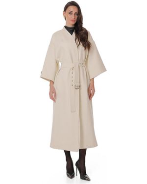 Alaska® Outerwear Adeline Wrap Shawl Collar Wool-blend Coat - White