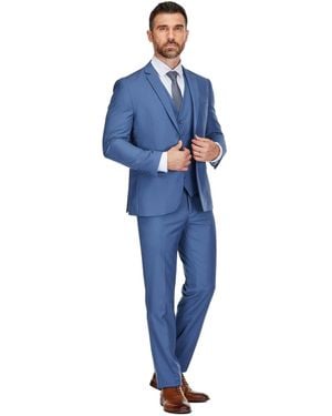 Braveman 3-piece Premium Vested 3-piece Slim Fit Suit - Blue