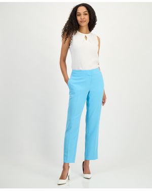 Kasper Stretch Crepe Slim Leg Pant - Blue