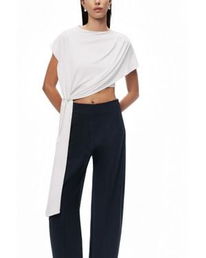 Nocturne Asymmetric Tie-front Crop Top - Blue