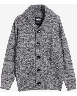 Xray Jeans Boys Cable Knit Shawl Cardigan - Gray