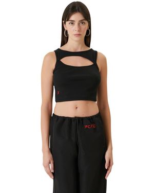 Pcfg Free Heaven Rib Crop Tank Top - Black