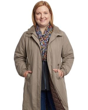 Woman Within Plus Size Long Hooded Taslon Jacket - Gray