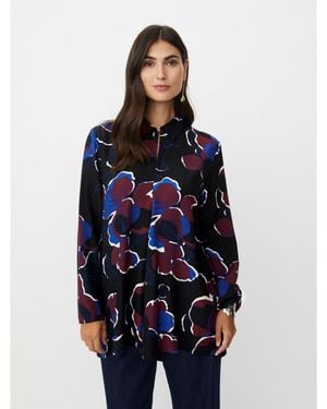 Masai Grivon Collared Long Sleeve Floral Tunic - Blue