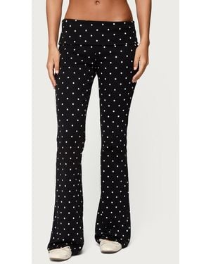 Edikted Daliya Polka Dot Fold Over Pants - Blue