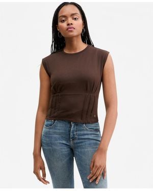 Guess Karmen Cinched Sleeveless Corset Top - Blue