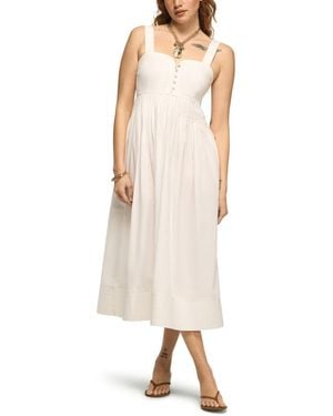 Lucky Brand Poplin Pintuck Square Neck Maxi Dress - Natural