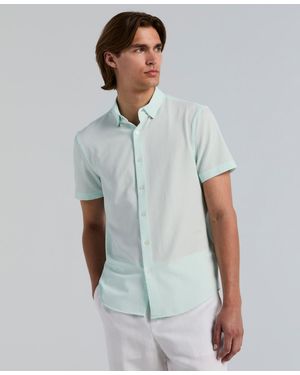 Perry Ellis Slim-fit Stretch Solid Button-down Seersucker Shirt - White