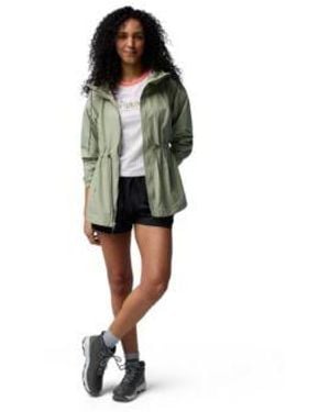 Columbia Lillian Ridge Ii Jacket Rolling Bend Graphic Ringer Tee Bluevista Hill Shorts - Green