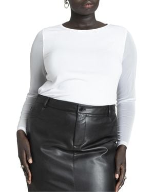 Eloquii Sheer Sleeve Tee - White