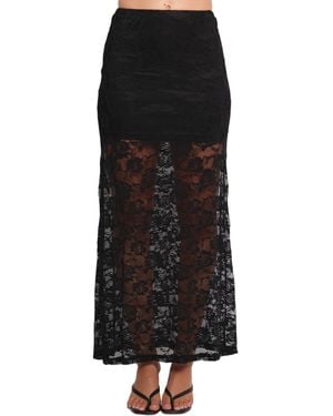 Petal & Pup Laken Sheer Lace Maxi Skirt - Black