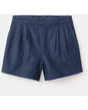 Mango Contrast Trim Denim Shorts - Blue
