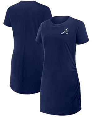 Fanatics Atlanta Braves Ruched Drape T-shirt Dress - Blue