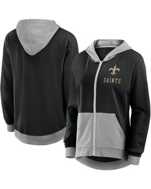 LOGO ATHLETIC New Orleans Saints Hit It French Terry Full-zip Hoodie - Black