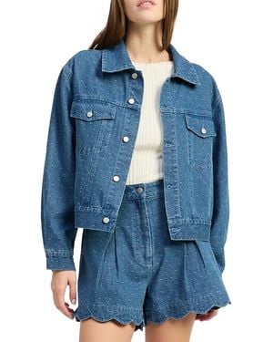 En Saison Heidi Collared Denim Jacket - Blue