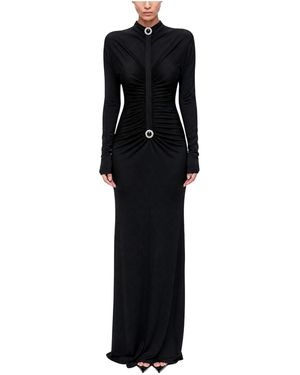 Nocturne Stone Drape Detailed Wedding Guest Open-back Maxi Dress - Black