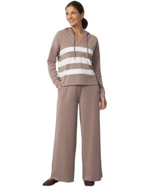 Cable & Gauge Striped Hoodie And Wide-leg Pants - Multicolor